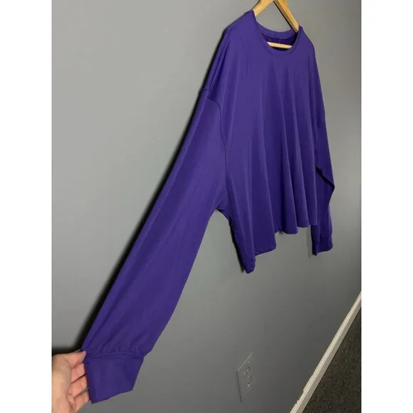 LULULEMON Womens Size XL? Purple Muscle Love Long Sleeve Shirt Top Oversized - Picture 3 of 5
